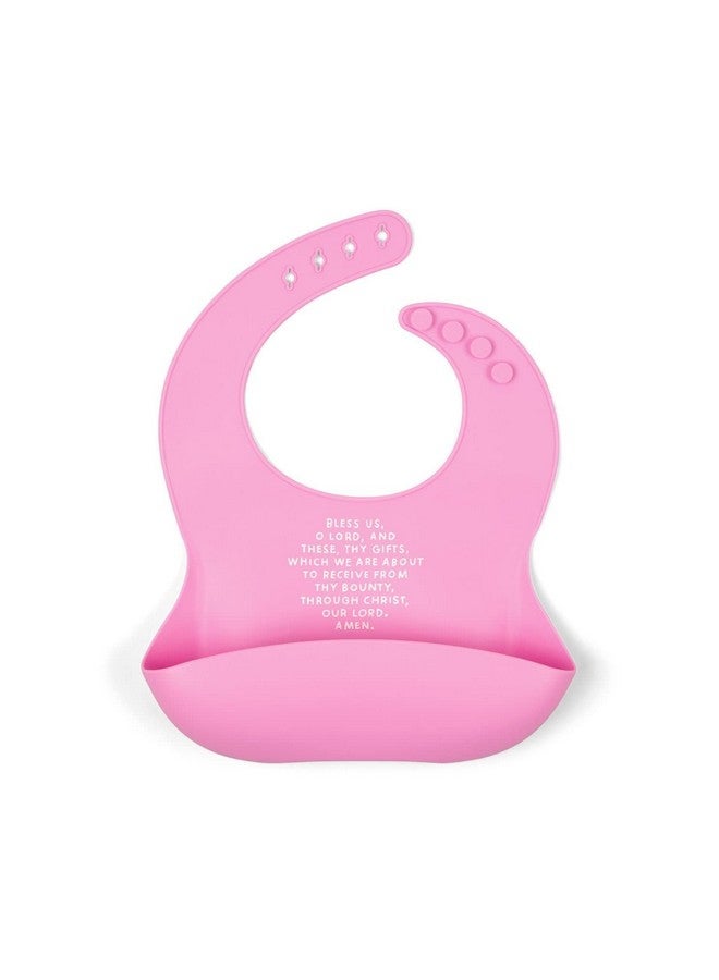 Be A Heart Catholic Silicone Bibs for Babies & Toddlers, Meal Blessing Prayer Bib, Baby Baptism Gift (Bubblegum) - Image 1
