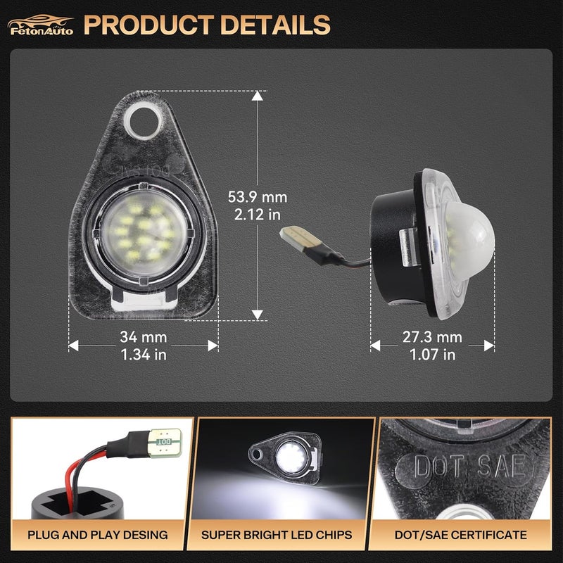 FetonAuto LED License Plate Light for 2003-2014 Ford Expedition 2003-2017 Lincoln Navigator 2003-2005 Lincoln Aviator 1996-2005 Taurus Tag Lamp Assembly, 960LM - Image 3