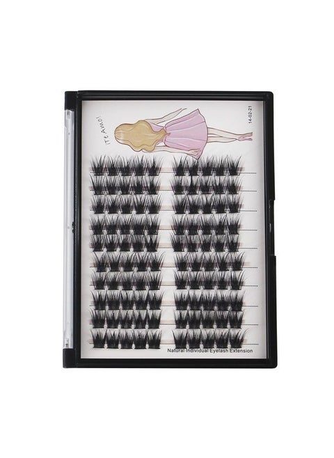 100 Clusters/box Home Eyelash Extension Thick Segmented 3D Effect Glue Bonded Individual Eyelash Extension Eyelashes Bunches Professional Makeup False Eyelashes (10MM)
