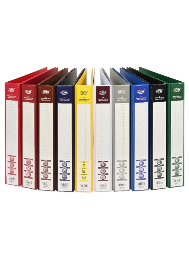 FIS Presentation Binder A4 Size(210x297mm) Documents, 2[D] Ring Type, 25mm Ring Size, 1.50 Inches Spine Size with Clear PVC Pocket for Your Label Design, Box of 10 Pieces, White Color-FSBD225DPB10  - Image 2