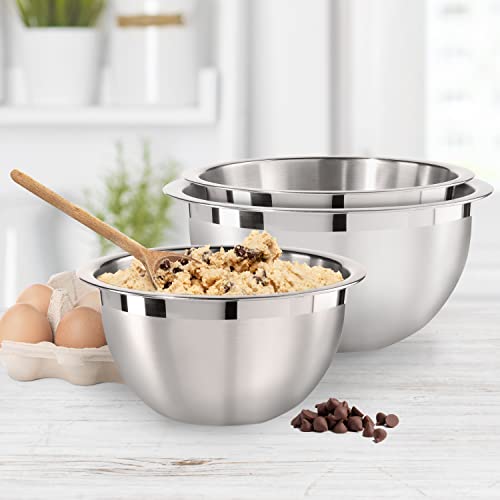 Oggi 3-Quart Two-Tone Stainless Steel Mixing Bowl, Great for Mixing, Making Dough, Dressing Salads, Mixing Eggs, Washing Vegetables - Image 3