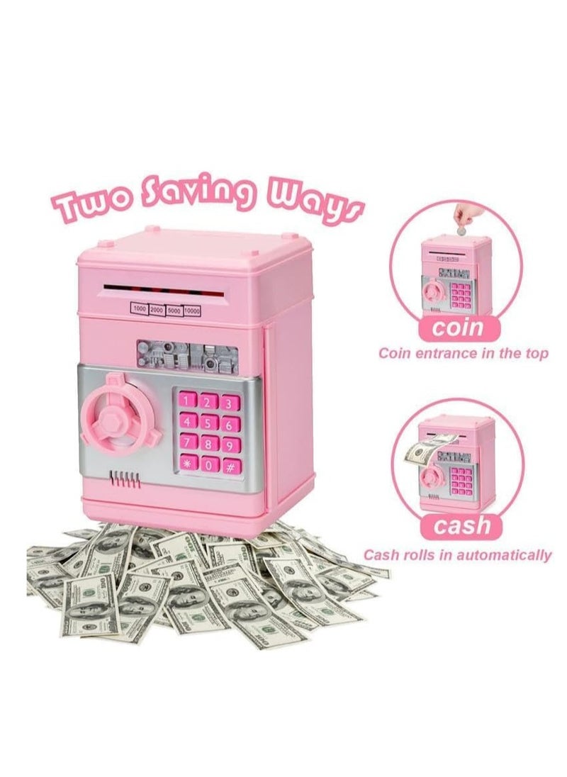 Electronic Piggy Bank for Kids with Passcode Lock, Mini ATM Safe Box for Paper Money and Coins, Auto Scroll Bank, Fun and Perfect for Encouraging Kids to Save (Pink) - pzsku/Z3F22C381A7CDDBDF788EZ/45/_/1736335122/931af2f5-4729-437b-a500-b0b23a7a00b8