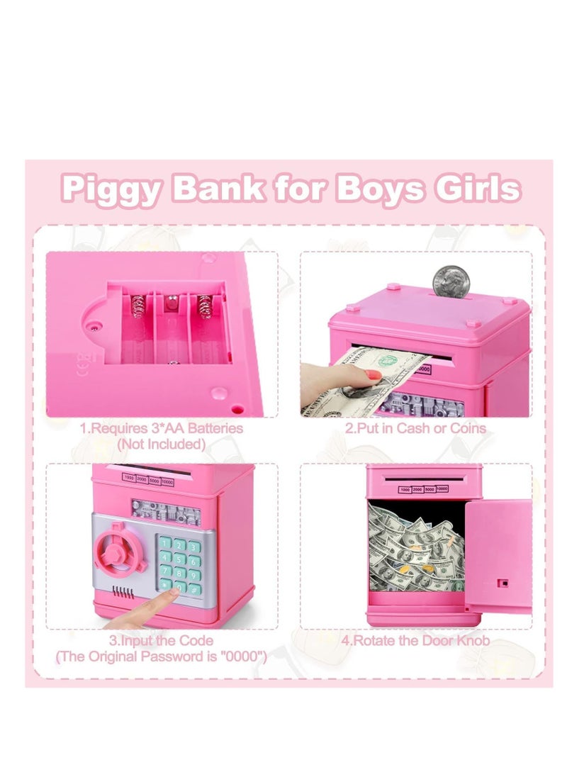 Electronic Piggy Bank for Kids with Passcode Lock, Mini ATM Safe Box for Paper Money and Coins, Auto Scroll Bank, Fun and Perfect for Encouraging Kids to Save (Pink) - pzsku/Z3F22C381A7CDDBDF788EZ/45/_/1736335346/5832510d-28cf-4c3a-ac5f-9c14d85f3ba0