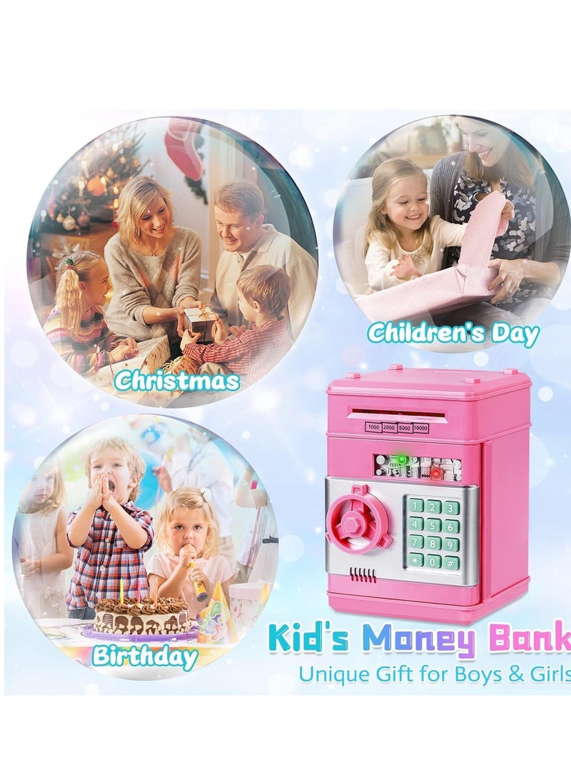 Electronic Piggy Bank for Kids with Passcode Lock, Mini ATM Safe Box for Paper Money and Coins, Auto Scroll Bank, Fun and Perfect for Encouraging Kids to Save (Pink) - pzsku/Z3F22C381A7CDDBDF788EZ/45/_/1736335355/a2facd4b-214d-4966-88f9-0aa3e75b5e7d