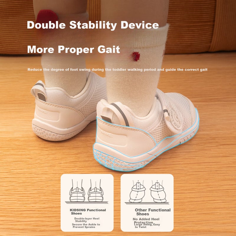 JD Jing Zao Kids.ing Kindergarten Indoor Shoes, Spring And Autumn Mesh Shoes, Breathable Sports Casual Shoes, White Sneakers, Baby Shoes, White, Size 26 - Image 3