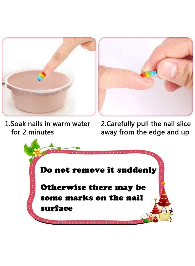 JANYUN 96 Pcs Fake Nails For Kids Preglue Full Cover Short False Nails Children Nails Lovely Gift - Image 5