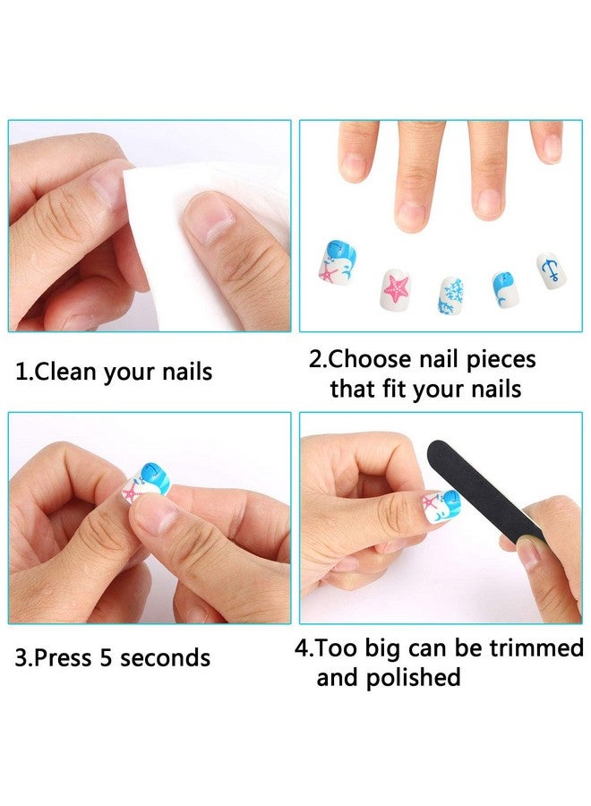 JANYUN 96 Pcs Fake Nails For Kids Preglue Full Cover Short False Nails Children Nails Lovely Gift - Image 4