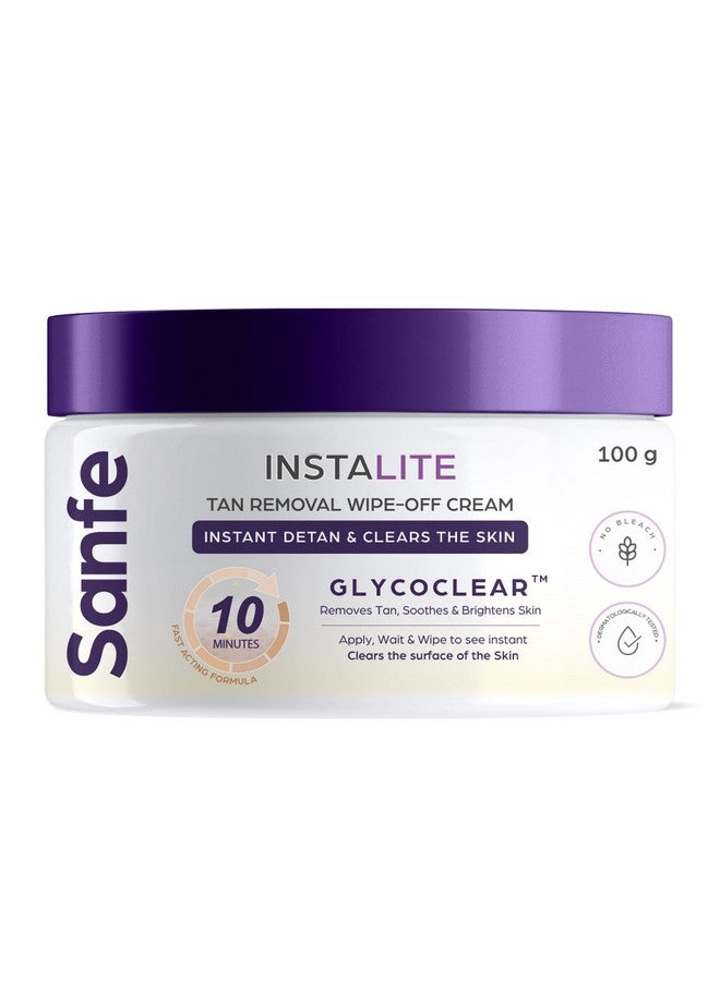 Sanfe Detan Cream Instalite Detan Wipe Off 100 Gm | With Glycoclear Technology | 1 Tone Brighter In 10 Mintues | For Legs, Arms, Underarms And Back | Detan Cream Pack For Tan Removal & Glowing Skin - Image 1