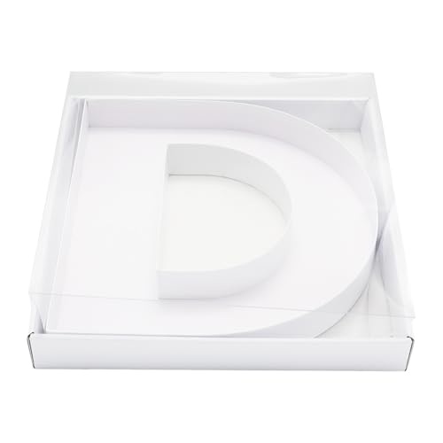 WENPACK 12.5" Cardboard Letter Shaped Mache Decorative Strawberries Fillable Sweets Confectionery Box with Clear Lid (White, D) - Image 1