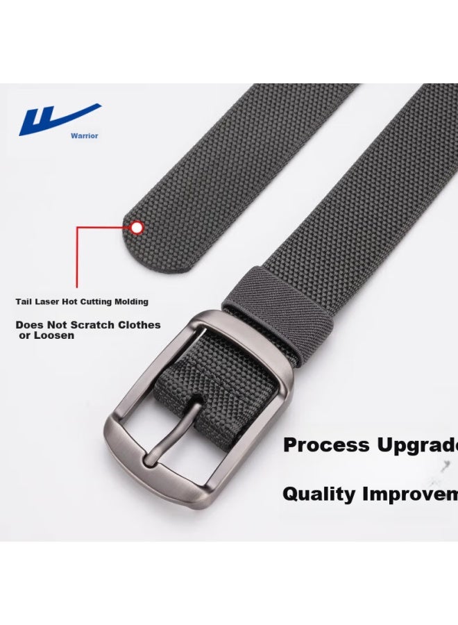 Pull Back Warrior Canvas Belt Men's Pin Buckle Leather Belt Young Men's Woven Nylon Workwear Casual Tactical Jeans Belt - Image 3