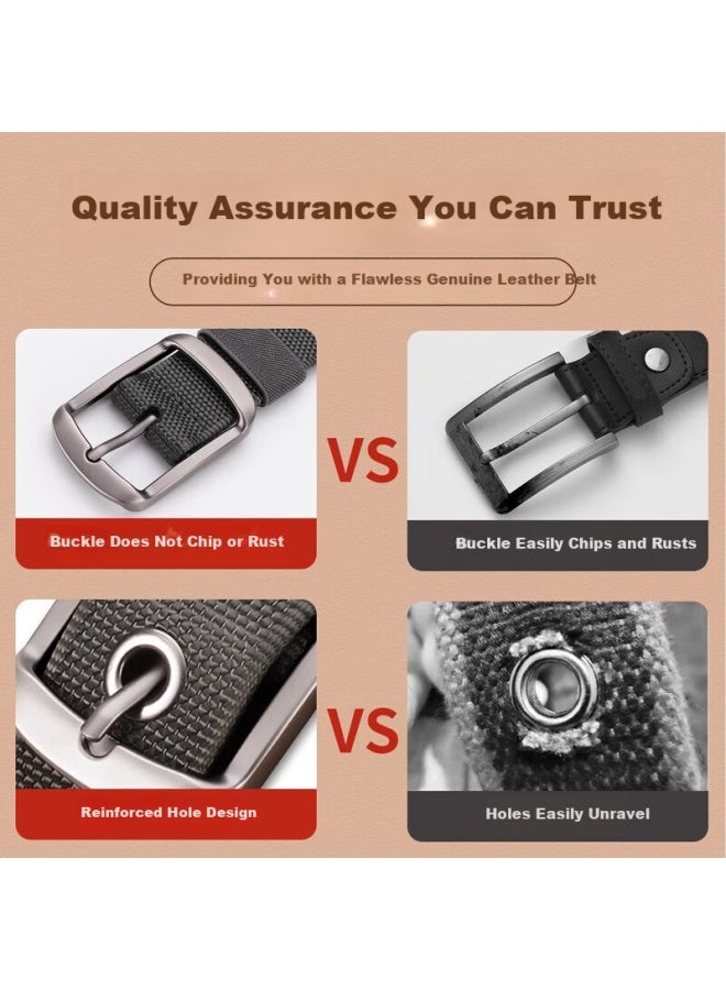 Pull Back Warrior Canvas Belt Men's Pin Buckle Leather Belt Young Men's Woven Nylon Workwear Casual Tactical Jeans Belt - Image 1