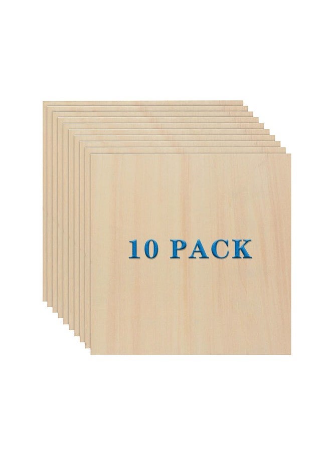 MIVIDE - 10 Pack Basswood Sheets 3Mm 10 X 10 X 1/8 Inch Plywood Board Thin Natural Unfinished Wood For Diy Crafts Painting Hobby Model Making Wood Burning And Laser Projects - Image 1