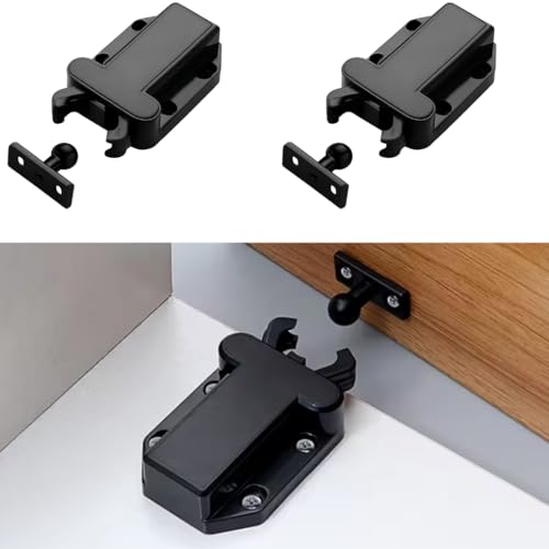 DEEGAA MART DEEGAAMART Push to Open Door Latch with Touch Release – Pack of 2| Automatic Pop-Up Sliding Latch for Kitchen Cabinets, Cupboards & Home Furniture (Black) (Qty-2) - Image 1