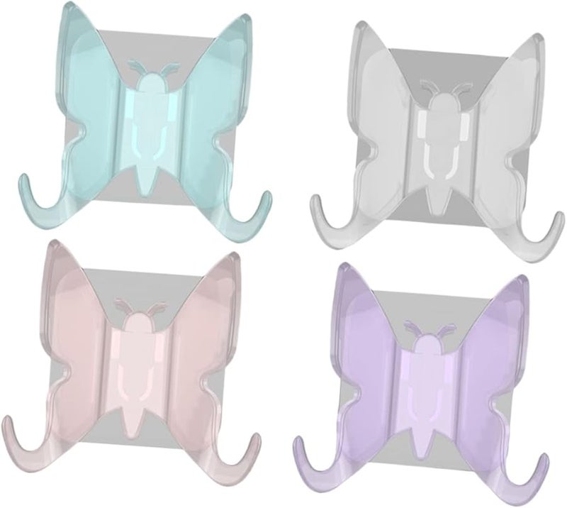 COHEALI 4Pcs Shower Hooks Wall Mounted Over The Door Hanger For Bathroom Coat Random Color - Image 1