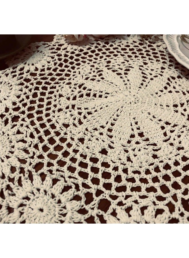 Damanni Beige 13 Inch Round Handmade Cotton Crochet Lace Doily Doilies Cloth Placemats,1 PCS - Image 5