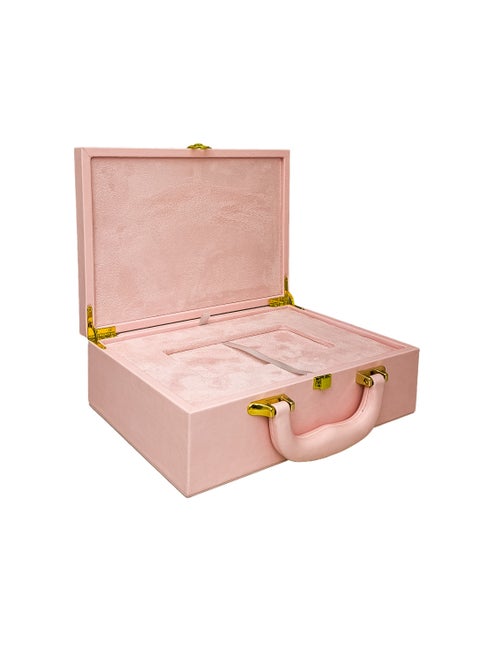 A luxury iPhone box made of leather, suitable for gifts, with a piece to write on - Pink