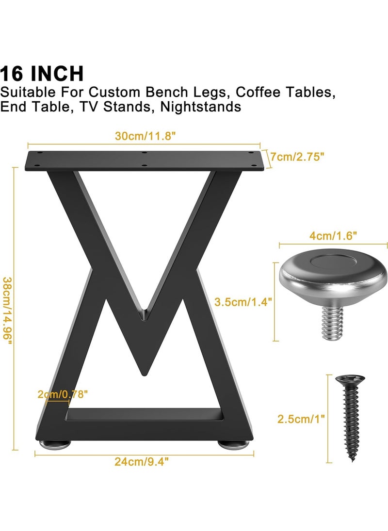Ventuos Ventuos 16 Metal Coffee Table Legs Diamond Shape Bench Legs Heavy Duty Desk Legs Black Metal End Table Legs DIY Furniture Legs H16 x W118 Set of 2  - Image 4
