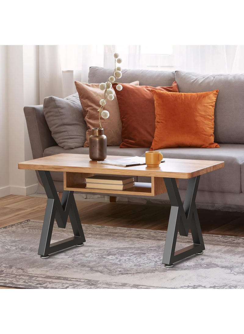 Ventuos Ventuos 16 Metal Coffee Table Legs Diamond Shape Bench Legs Heavy Duty Desk Legs Black Metal End Table Legs DIY Furniture Legs H16 x W118 Set of 2  - Image 2