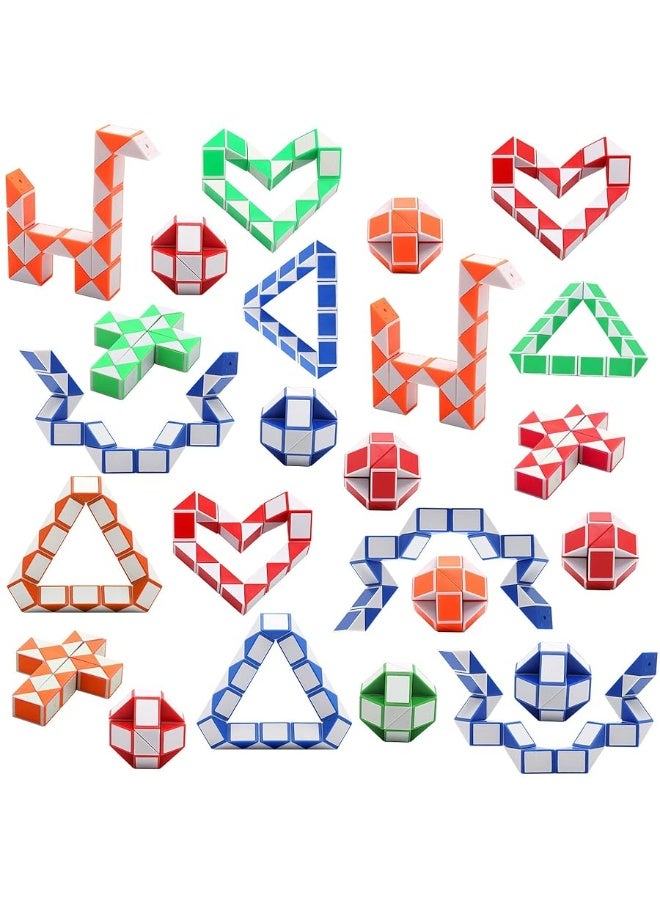Yeetec 24 Pack 24 Blocks Magic Speed Cubes Mini Snake Cube Mini Plastic Puzzle Cube Toy for Kids Party Bag Fillers Party Supplies Random Color - Image 2