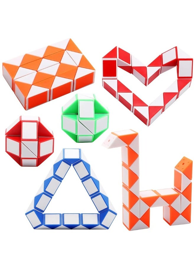 Yeetec 24 Pack 24 Blocks Magic Speed Cubes Mini Snake Cube Mini Plastic Puzzle Cube Toy for Kids Party Bag Fillers Party Supplies Random Color - Image 4