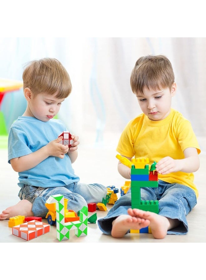 Yeetec 24 Pack 24 Blocks Magic Speed Cubes Mini Snake Cube Mini Plastic Puzzle Cube Toy for Kids Party Bag Fillers Party Supplies Random Color - Image 1