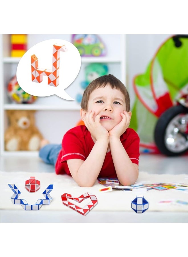 Yeetec 24 Pack 24 Blocks Magic Speed Cubes Mini Snake Cube Mini Plastic Puzzle Cube Toy for Kids Party Bag Fillers Party Supplies Random Color - Image 5