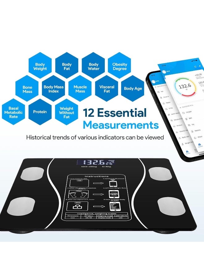 SPiTZE Smart Scale A1 with Bluetooth – Digital Body Fat & Weight Scale, 12 Key Measurements incl. BMI & Composition Analysis, Wireless - Image 4