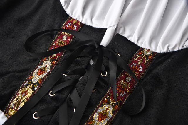 COSWE Oktoberfest Costumes Women Bavarian Costume Oktoberfest Outfits Women German Dress Winered L/XL - Image 4