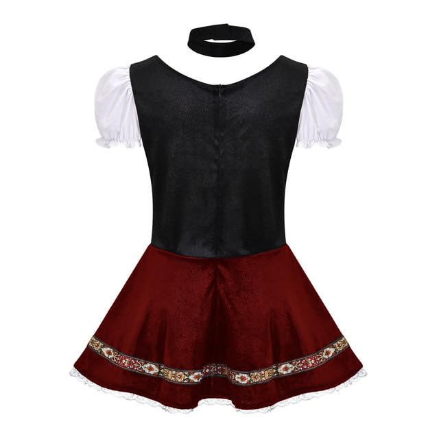 COSWE Oktoberfest Costumes Women Bavarian Costume Oktoberfest Outfits Women German Dress Winered L/XL - Image 2