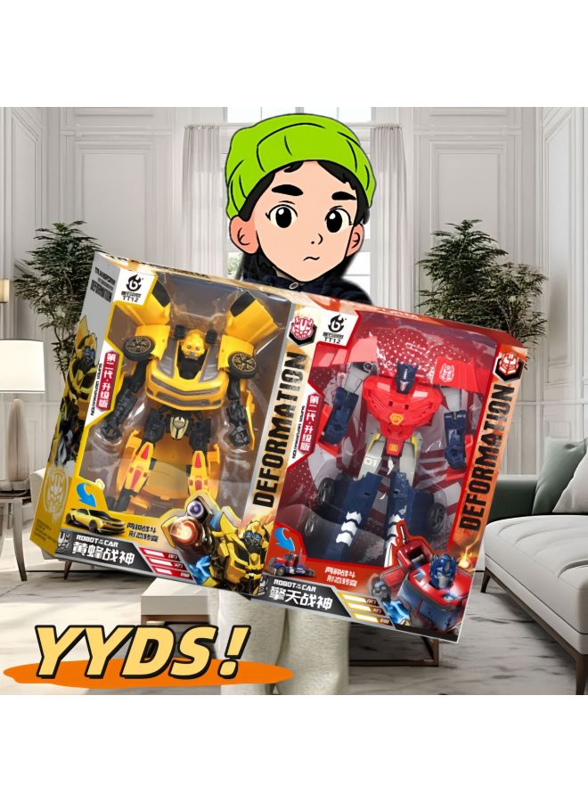 Transforming Robot Wasp Optimus Prime Car Model Hand-held Children's Boys Toy Gift Box Suit Training Organization-Color:688-8 Transformed Toys (2 Types Are Sent Randomly) - Image 2