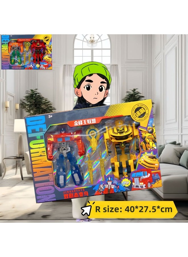 Transforming Robot Wasp Optimus Prime Car Model Hand-held Children's Boys Toy Gift Box Suit Training Organization-Color:688-8 Transformed Toys (2 Types Are Sent Randomly) - Image 1