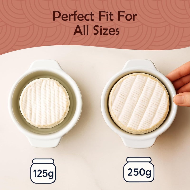 Muldale Brie Baker with Lid and Spreader - Camembert Baker Crock in White - Free from Lead Ceramic Baking Dish - 5.5” - Fits Standard Camembert Wheel - Image 4