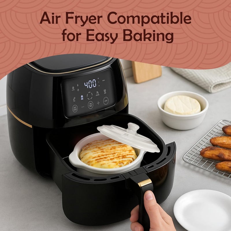 Muldale Brie Baker with Lid and Spreader - Camembert Baker Crock in White - Free from Lead Ceramic Baking Dish - 5.5” - Fits Standard Camembert Wheel - Image 5