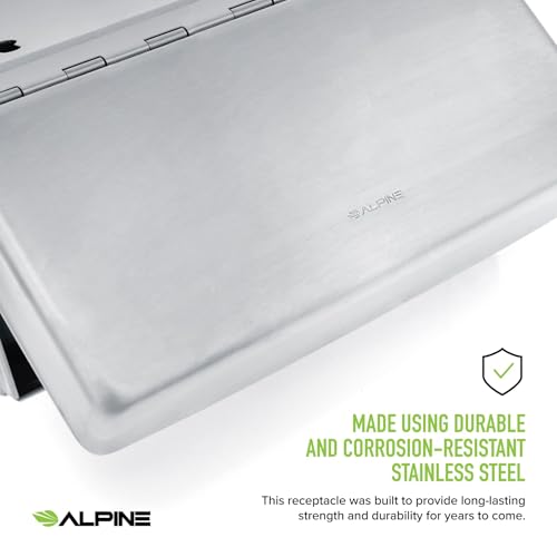 Alpine Industries Alpine Sanitary Napkin Receptacle – Wall Mounted Tampon Holder For Bathroom Provides Clean & Odor-Free Restroom for Home, Office & Public Restrooms (Stainless steel) - Image 5