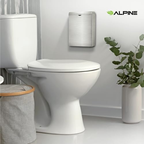 Alpine Industries Alpine Sanitary Napkin Receptacle – Wall Mounted Tampon Holder For Bathroom Provides Clean & Odor-Free Restroom for Home, Office & Public Restrooms (Stainless steel) - Image 2