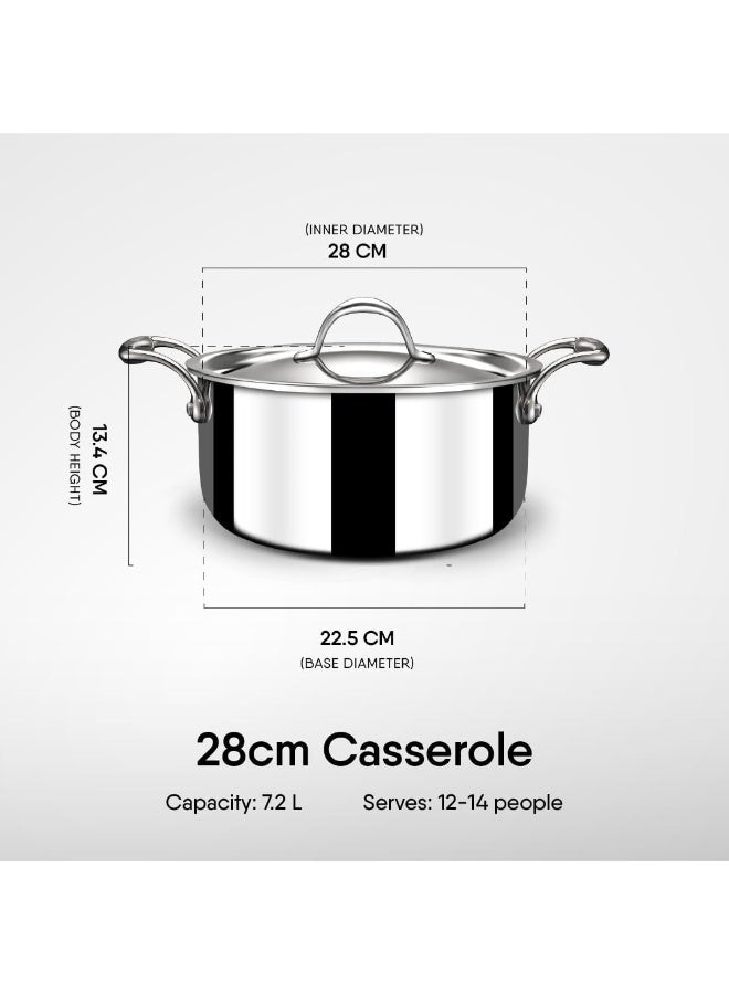 Stahl Artisan Triply Stainless Steel Sauce pot/Casserole with lid, Induction pot, Briyani Pot/Handi, 7.2 L, 28 cm - Image 5