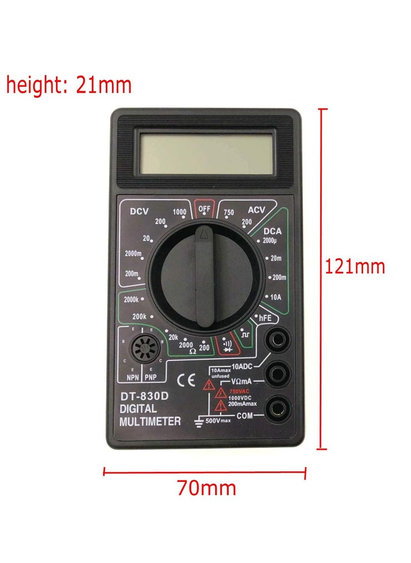 DT-830B Black Digital Multimeter Voltmeter/Ammeter Digital LCD Multimeter, AC DC/Rods with diode