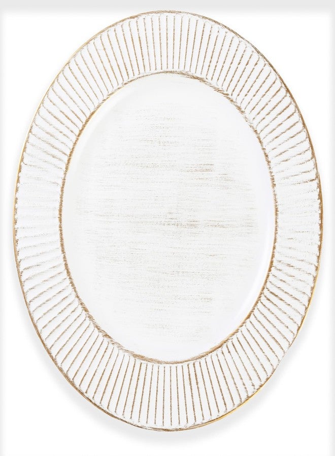 Brightalk 13-Inch Ridged Rim Charger Plates, 6 Pcs Plastic Dinner Plate Chargers for Wedding Party and Event, Ridged Rim Antique White - Image 1