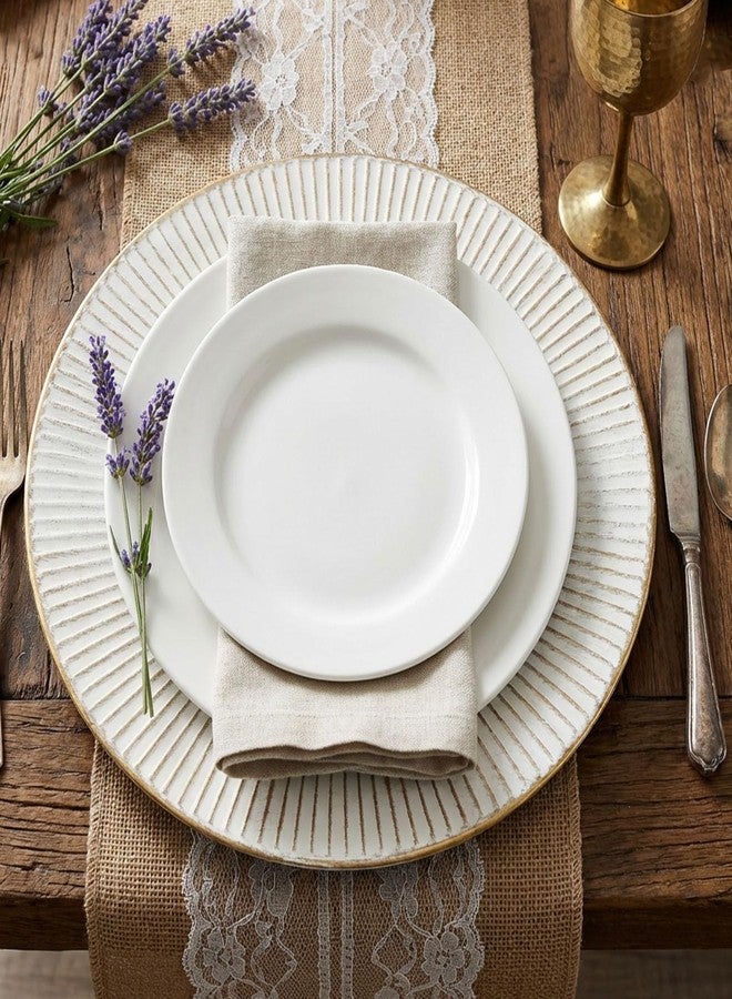 Brightalk 13-Inch Ridged Rim Charger Plates, 6 Pcs Plastic Dinner Plate Chargers for Wedding Party and Event, Ridged Rim Antique White - Image 5