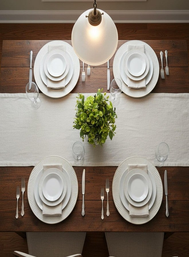 Brightalk 13-Inch Ridged Rim Charger Plates, 6 Pcs Plastic Dinner Plate Chargers for Wedding Party and Event, Ridged Rim Antique White - Image 3