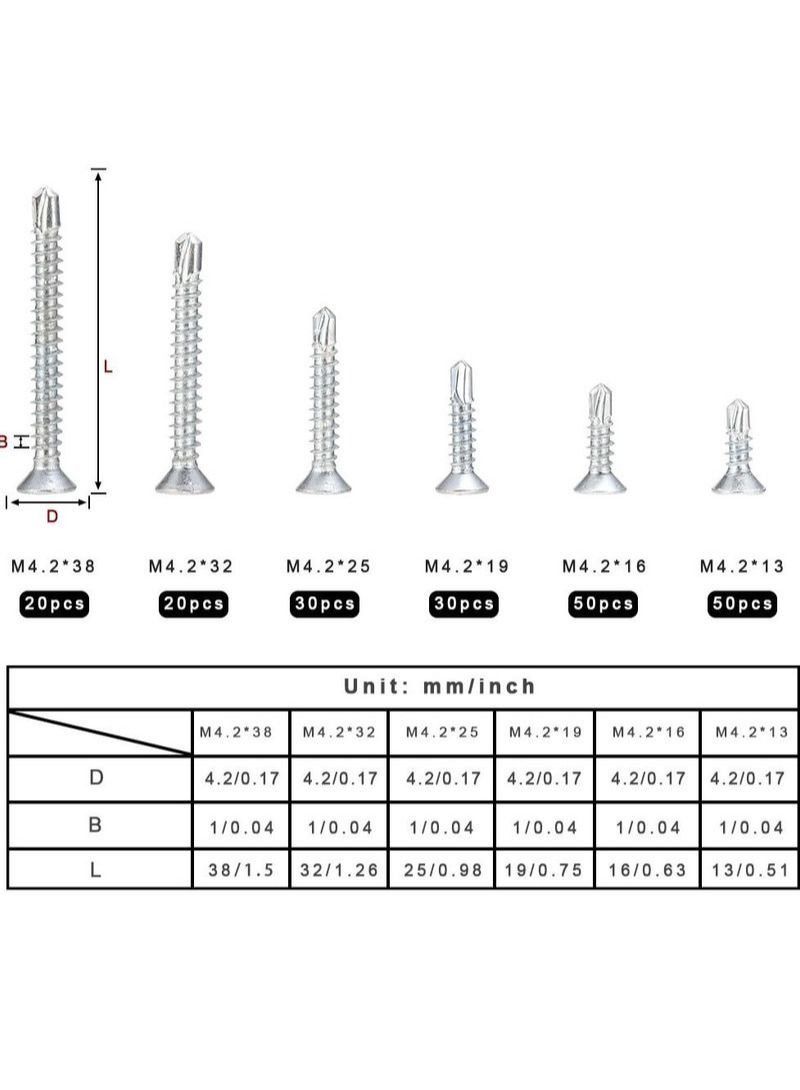 NIBEMINENT 200Pcs Cross Countersunk Head Drill Screw Set - M4.2  - Image 2