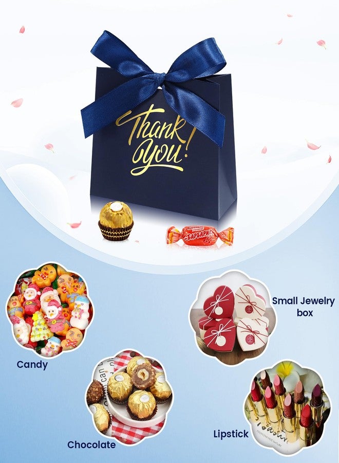 DOYIDE 30 Pack Small Thank You Gift Bags, 4.5x1.8x3.9in Party Favor Bags with Bow Ribbon, Mini Paper Gift Bag with Gold Foil Printed, Blue Treat Boxes for Birthday Wedding Bridal Baby Shower - Image 4