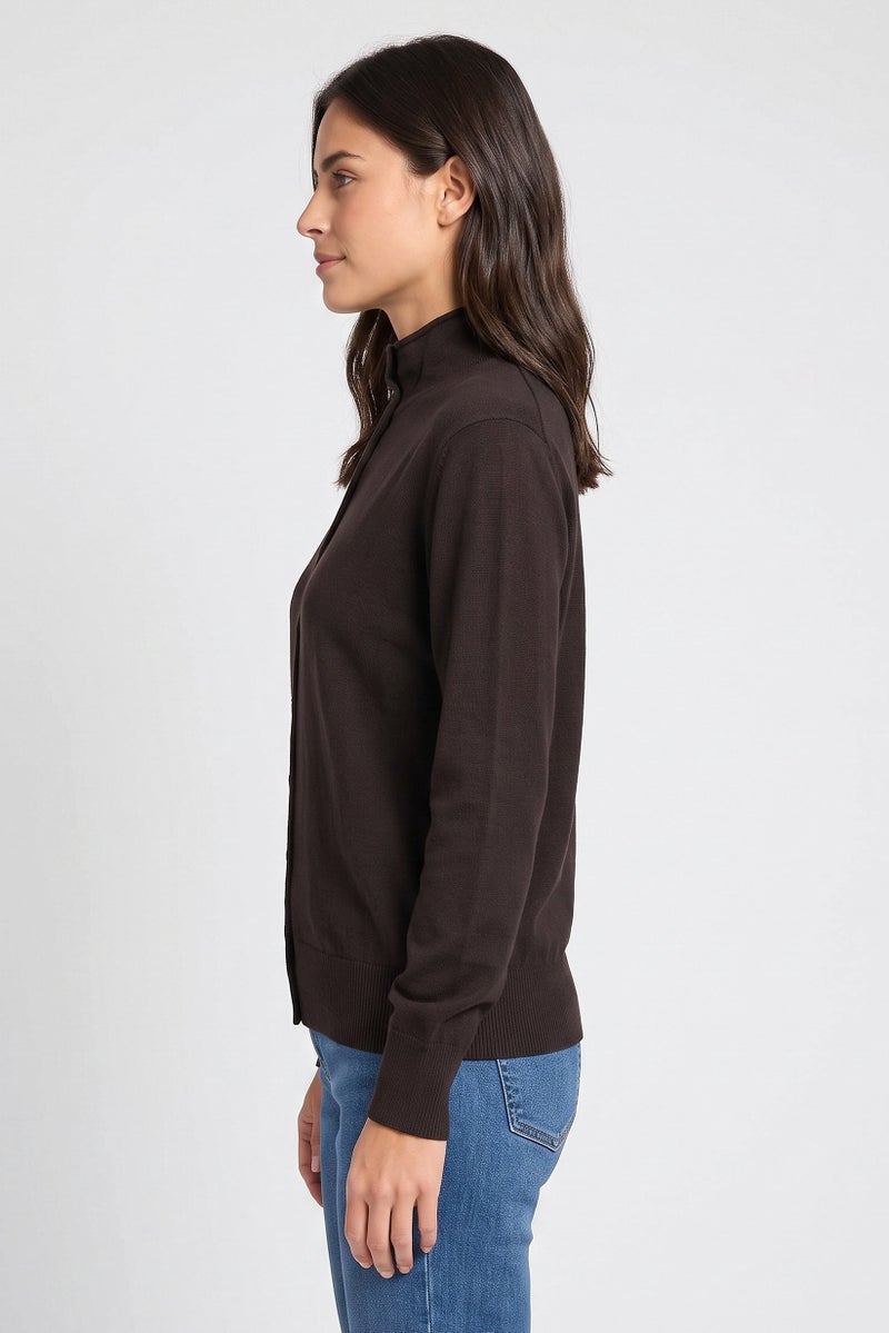 Threadbare Women Funnel Neck Textured Sweater, Chocolate - Image 3