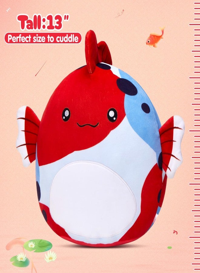 Glow Guards 13-Inch The Koi Fish Plush Pillow Soft Fish Stuffed Animal Toy Cute Multicolored Koi Fish Plush Toy,Gift for Birthday Kids Girls Boys - Image 2