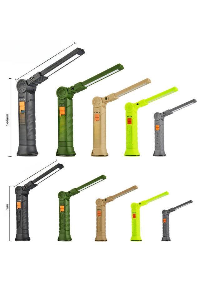 Loquat Multifunctional COB Magnet Auto Repair Work Light LED Red Light Warning Light Strong Light Flashlight Car Repair Work Light-Color:BL-G51-khaki Small Size No Red Light - Image 2