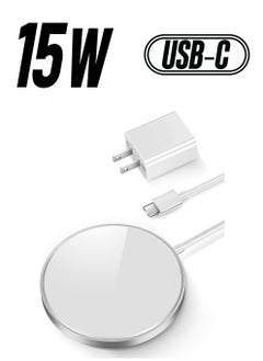 Magnetic Wireless Charger,15W Max Wireless Charging Pad with USB-C 20W PD Adapter, Compatible with MagSafe Charger for iPhone 14/14 Pro/14 Plus/14 Pro Max/iPhone 13/13 Mini/13Pro max,Silver