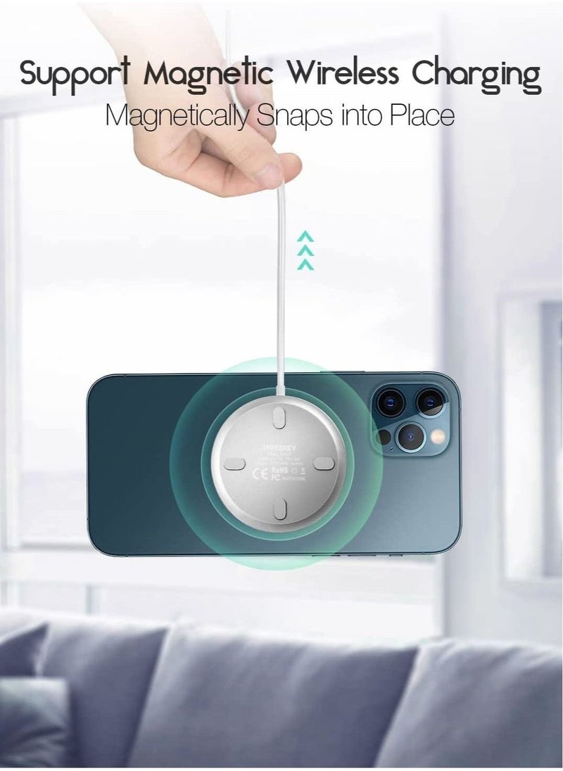 Generic - Magnetic Wireless Charger,15W Max Wireless Charging Pad with USB-C 20W PD Adapter, Compatible with MagSafe Charger for iPhone 14/14 Pro/14 Plus/14 Pro Max/iPhone 13/13 Mini/13Pro max,Silver - Image 1