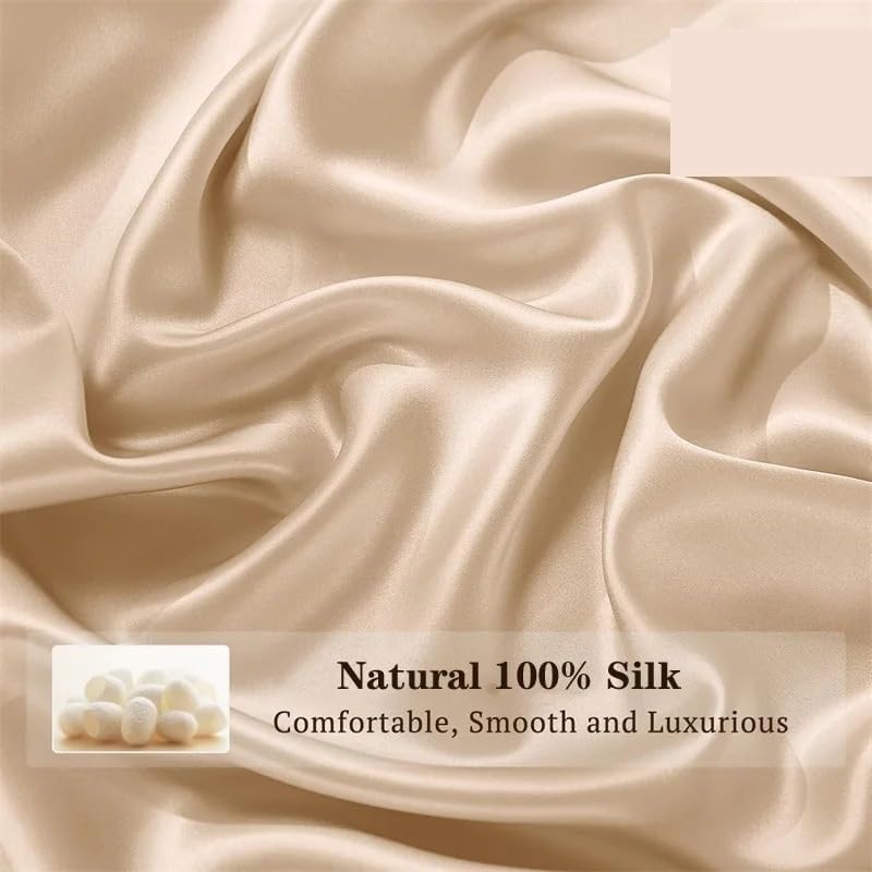 1PC Mulberry Silk Flat Sheet Bed Sheets Top Sheet Single Double Couple Bed Linen Soft Bedspreads(Grey,2xPillowcase 48x74cm) - Image 3