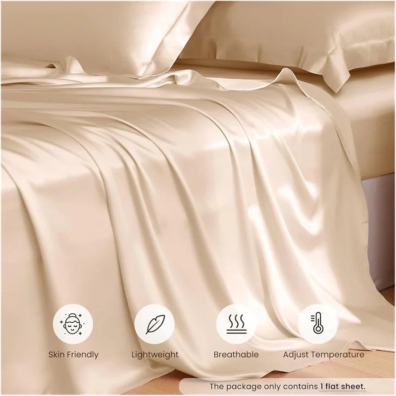 1PC Mulberry Silk Flat Sheet Bed Sheets Top Sheet Single Double Couple Bed Linen Soft Bedspreads(Grey,2xPillowcase 48x74cm) - Image 4