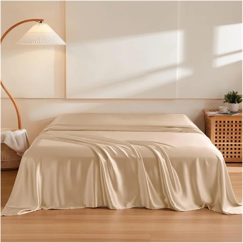 1PC Mulberry Silk Flat Sheet Bed Sheets Top Sheet Single Double Couple Bed Linen Soft Bedspreads(Grey,2xPillowcase 48x74cm) - Image 2